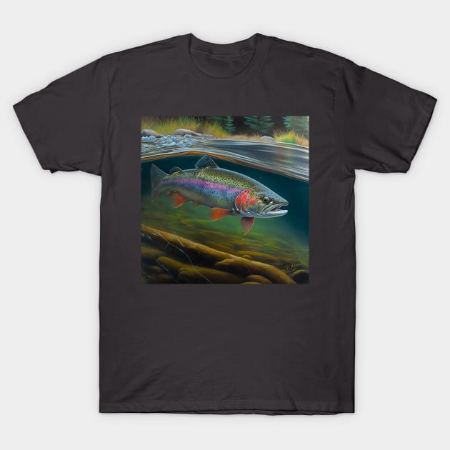 Rainbow Trout In Stream T-Shirt by TheCore